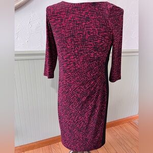 ELEGANT LAUREN RALPH LAUREN BLACK/RED RUCHED SZ 6‎ SHEATH MACHINE WASH DRESS